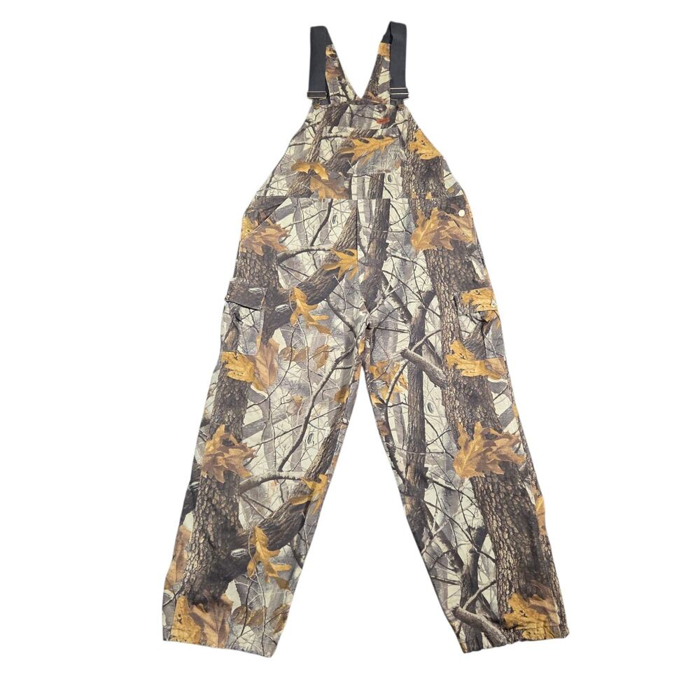 Vtg Woolrich Camo Green‎ Hunting Camo Overalls Realtree Hunting Bibs Cargo Large